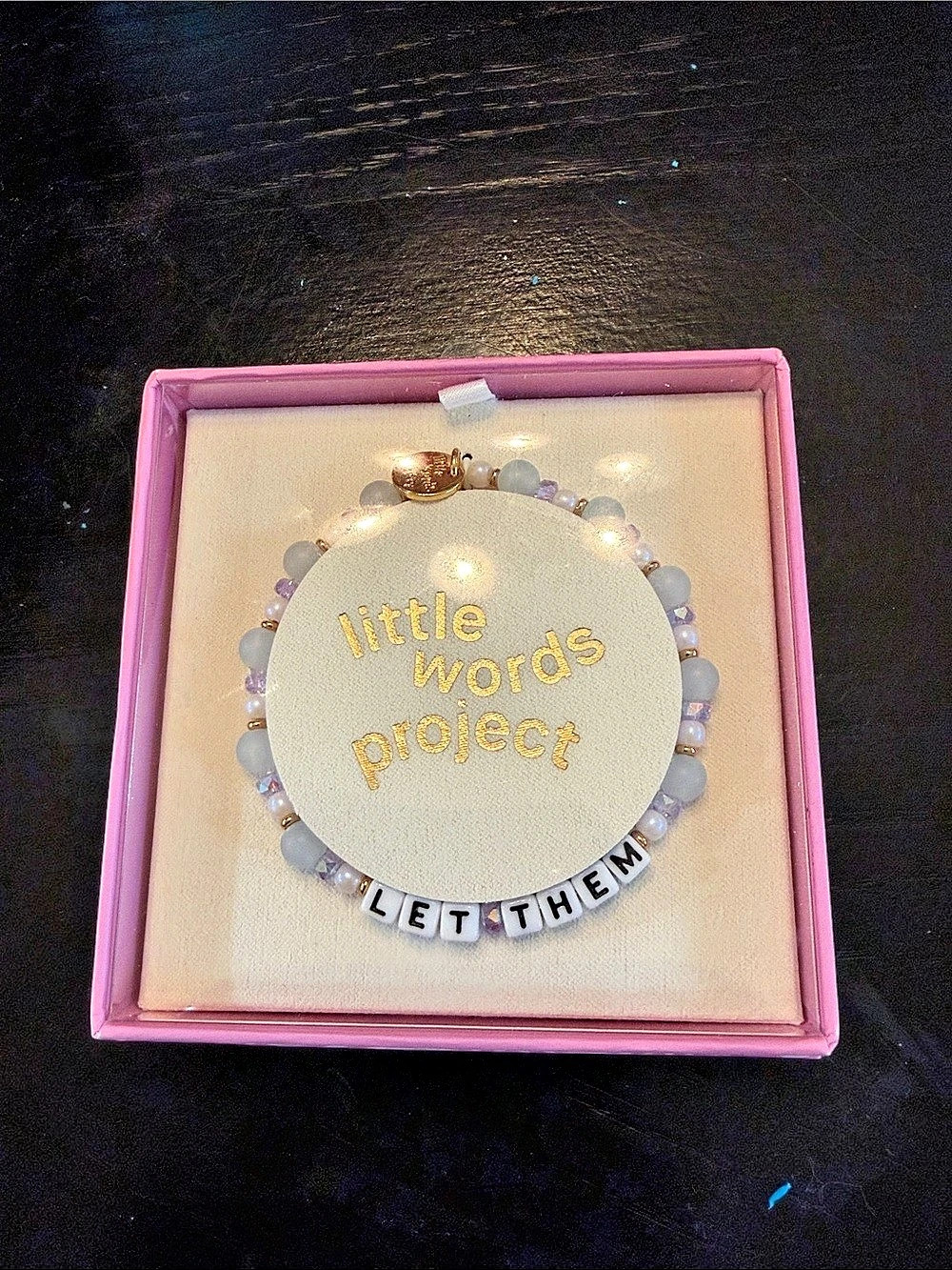 Little Words Project Let Them Beaded Bracelet in Pink & Purple